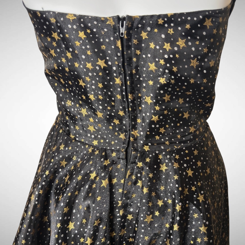 Vivien Of Holloway Black Gold Star HSwing Dress UK 12 Rockabilly Pinup 50s Retro - Picture 6 of 8